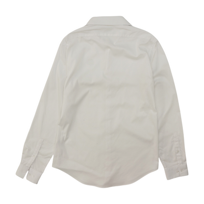 White Solid Long Sleeve Button Down