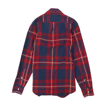 Navy Plaid Long Sleeve Button Down