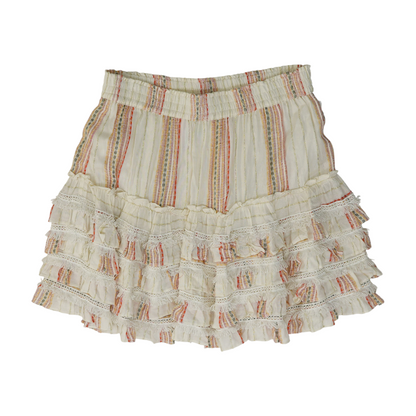 Beige Striped Mini Skirt