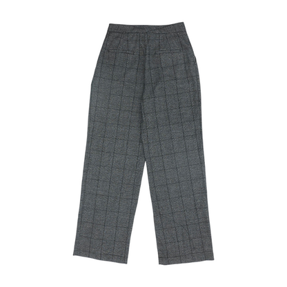 Gray Plaid Wide Leg Pants