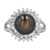 14K White Gold Cultured Pearl Fashion Ring