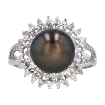 14K White Gold Cultured Pearl Fashion Ring
