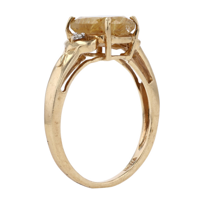 10K Yellow Gold Rutile Quartz Fashion Ring