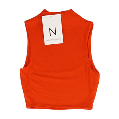 Red Solid Cropped Knit Top