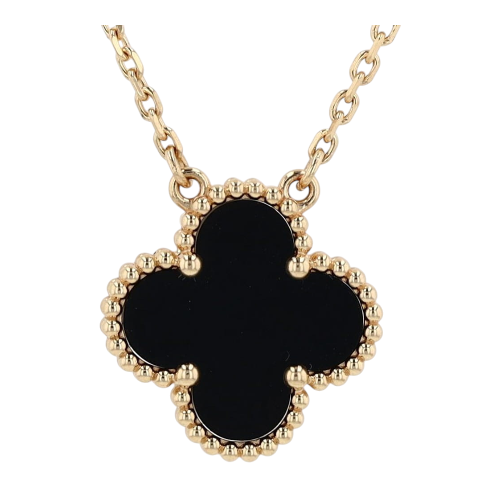 18K Yellow Gold Onyx Pendant Necklace