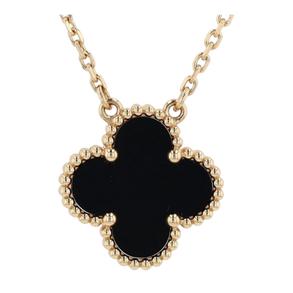 18K Yellow Gold Onyx Pendant Necklace
