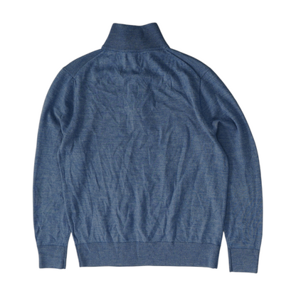 Blue Solid 1/4 Zip Sweater