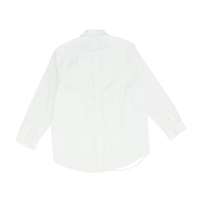 White Solid Long Sleeve Button Down