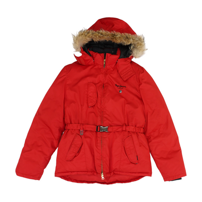 Vintage Red Y2K Belted Winter Jacket