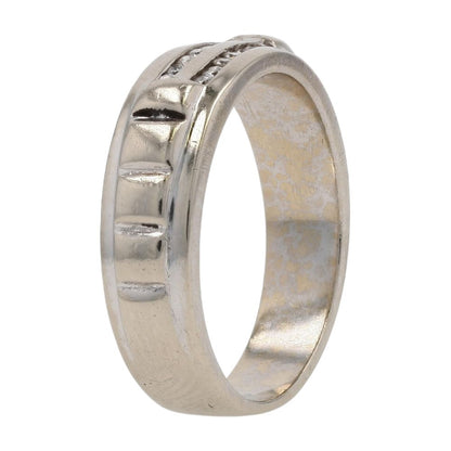 1/10 Ct 14K White Gold Diamond Channel Set Ridged Band