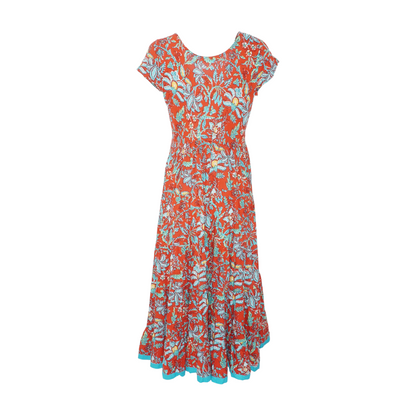 Red Floral Midi Dress