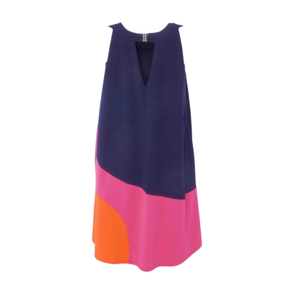 Navy Color Block Midi Dress
