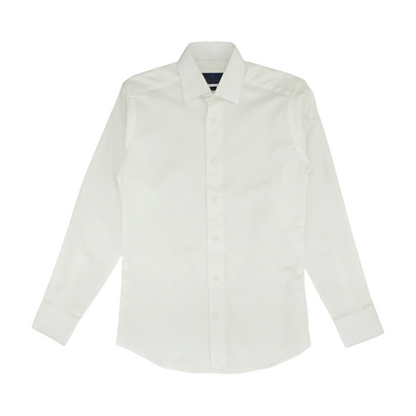 White Solid Long Sleeve Button Down