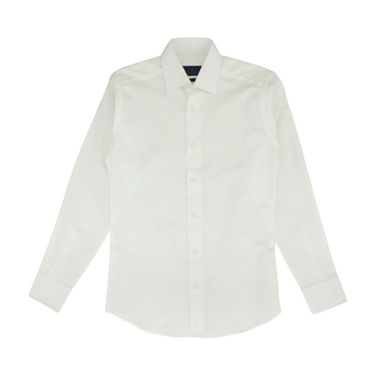 White Solid Long Sleeve Button Down