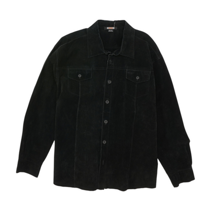 Vintage Black Solid Leather Jacket
