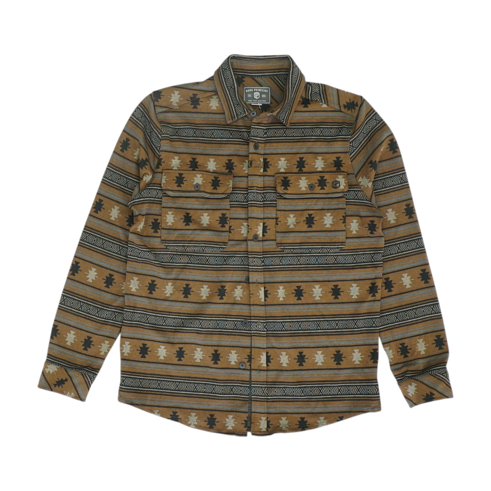 Brown Print Flannel Button Down