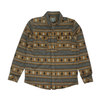 Brown Print Flannel Button Down