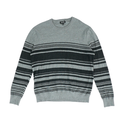 Gray Striped Pullover Sweater