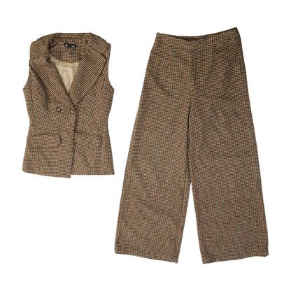 Brown Houndstooth Pant Set