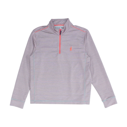 Gray Striped 1/4 Zip Pullover