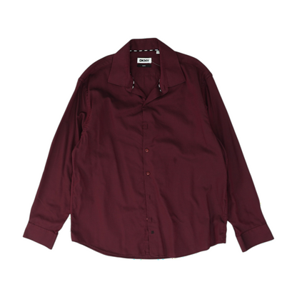 Burgundy Solid Long Sleeve Button Down