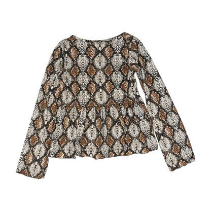 Multi Graphic Long Sleeve Blouse