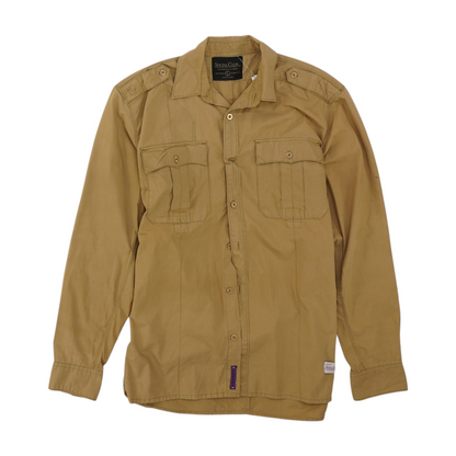 Khaki Solid Long Sleeve Button Down