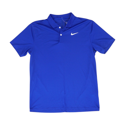 Blue Solid Short Sleeve Polo