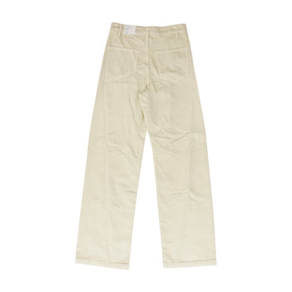 Beige High Rise Wide Leg Straight Jeans