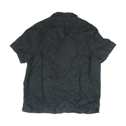 Black Solid Short Sleeve Button Down