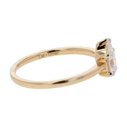 1 Ct 14K Gold Oval And Pear Lab Grown Diamond Toi Et Moi Engagement Ring