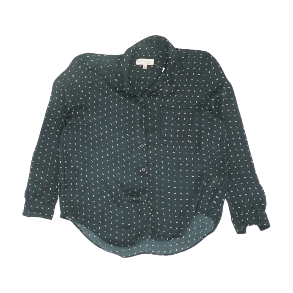 Black Print Button Down