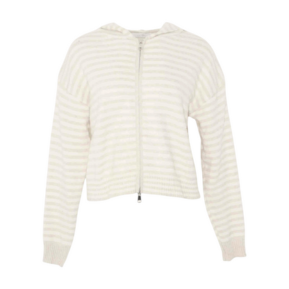 Ivory Striped Cardigan Sweater