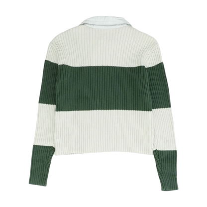 Beige Color Block Pullover Sweater
