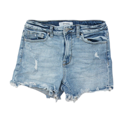 Blue Solid Denim Shorts