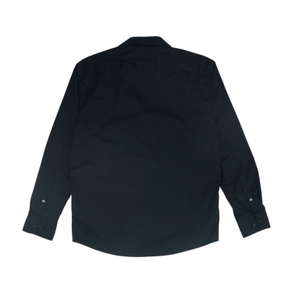 Black Solid Long Sleeve Button Down