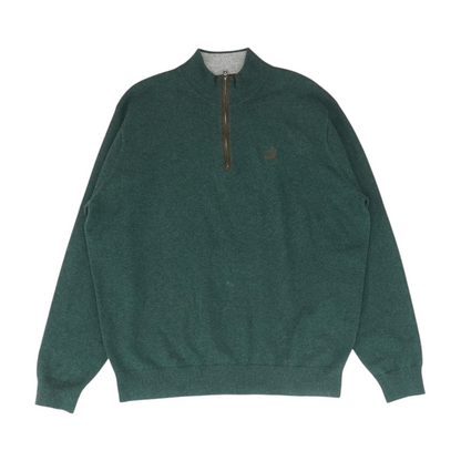 Green Solid 1/4 Zip Sweater