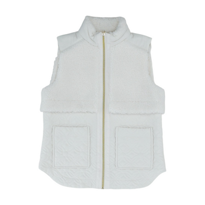White Solid Casual Vest