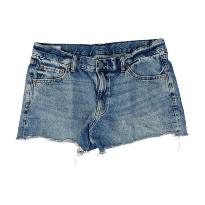 Blue Solid Denim Shorts