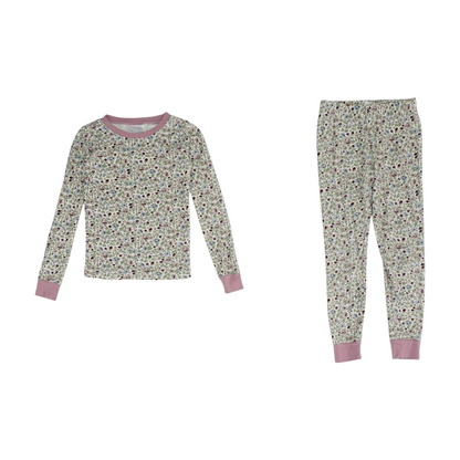 Beige Floral Pajama Set