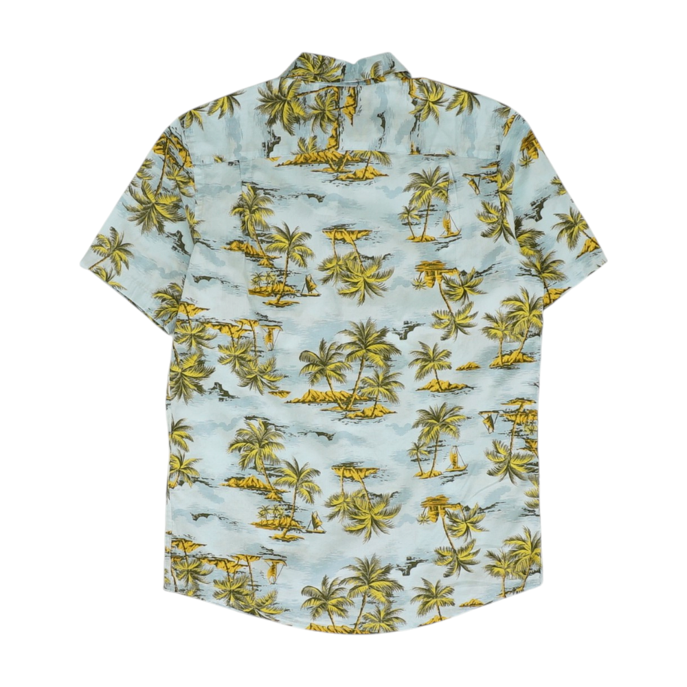 Blue Tropical Short Sleeve Button Down
