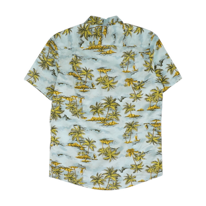 Blue Tropical Short Sleeve Button Down