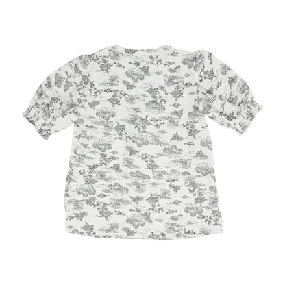 White Graphic Blouse