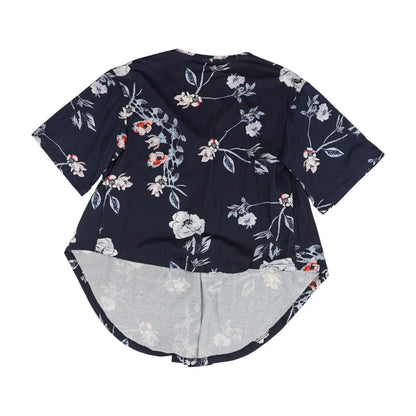 Navy Floral Knit Top