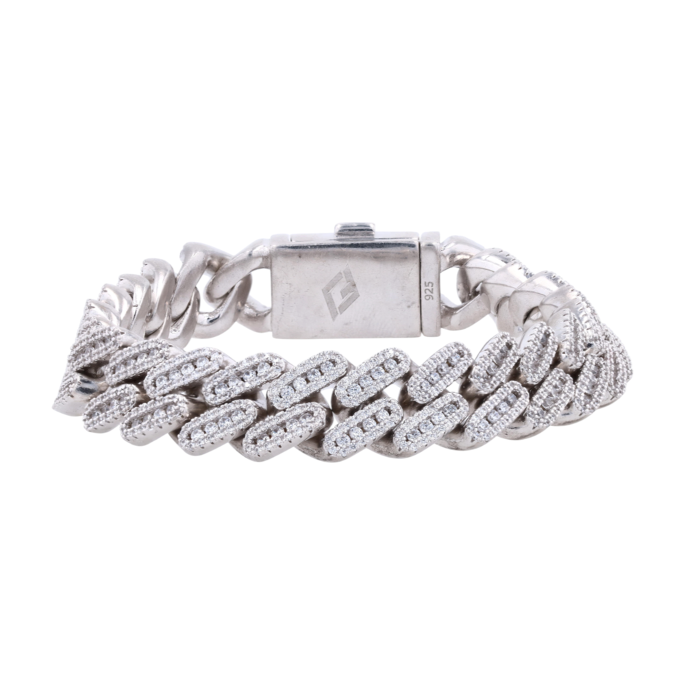 Sterling Silver Cubic Zirconia Chain Bracelet