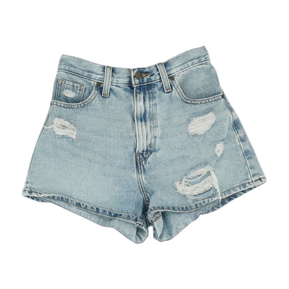 Blue Solid Denim Shorts