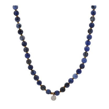Blue Sodalite And Sterling Silver Beaded Necklace