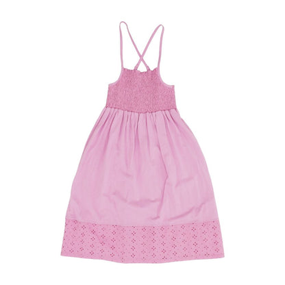 Pink Eyelet Midi Dress