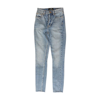 Blue Solid Skinny Leg Jeans