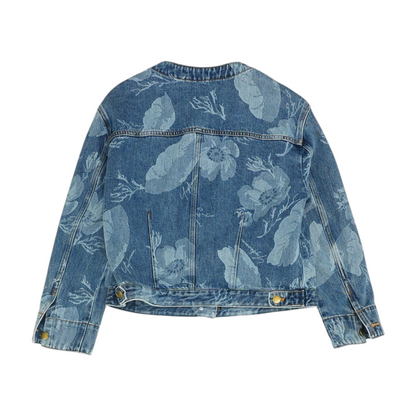 Blue Floral Denim Jacket